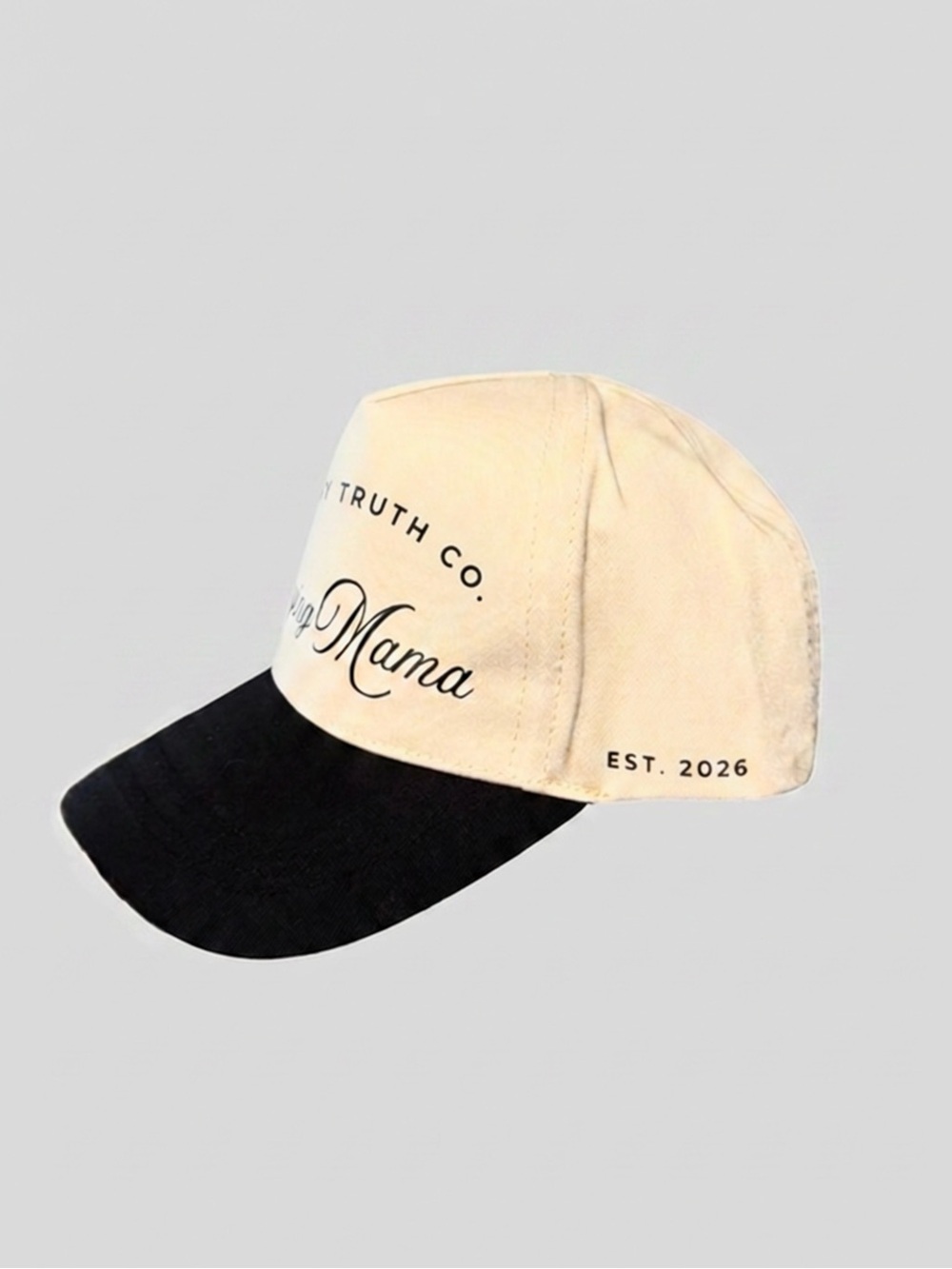"Praying Mama" Two-Tone Baseball Cap - Cream & Black - Picture 2 of 3